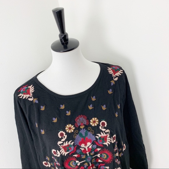 Lucky Brand Plus Sized Embroidered T-shirt